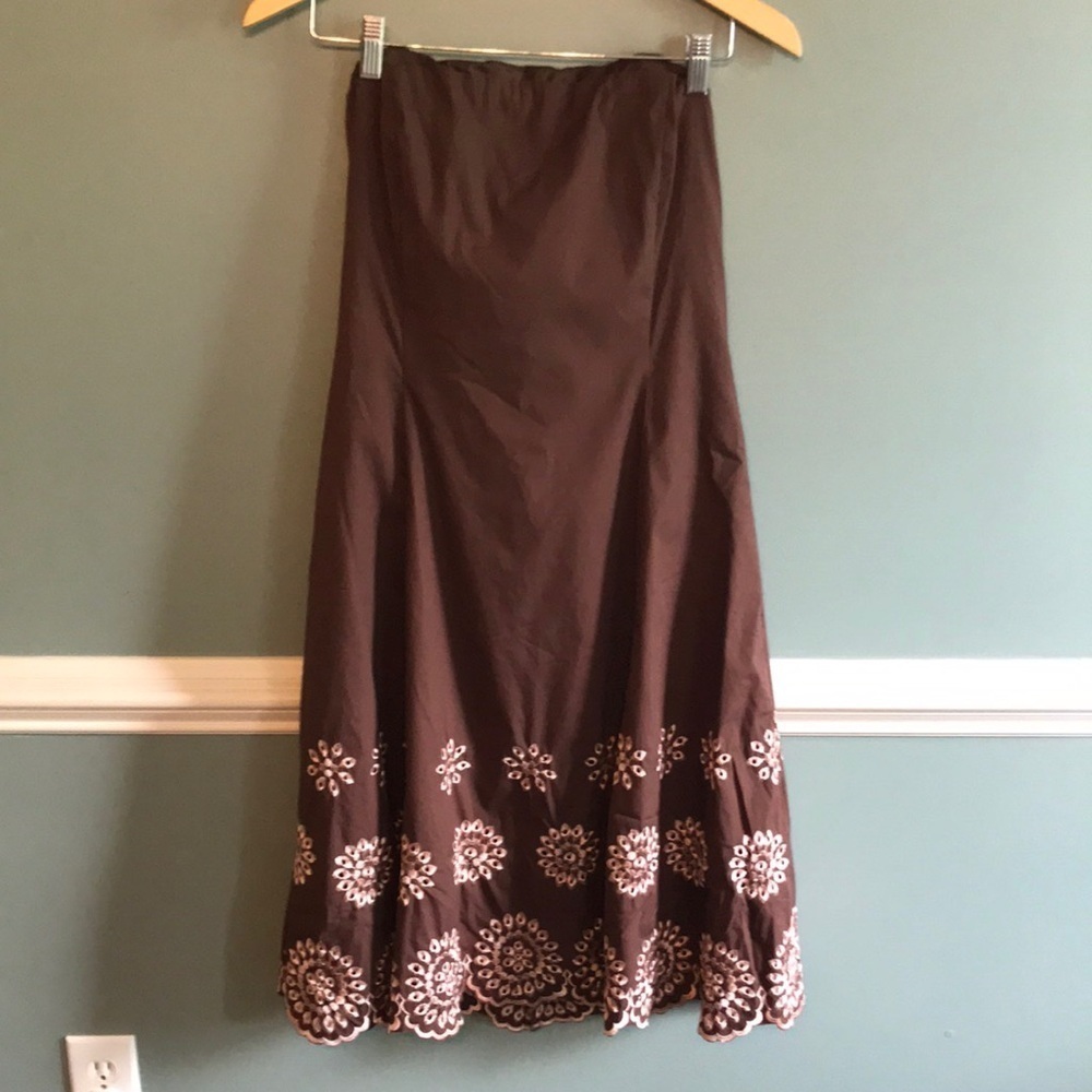 Women’s Brown Embroidered Maxi Dress